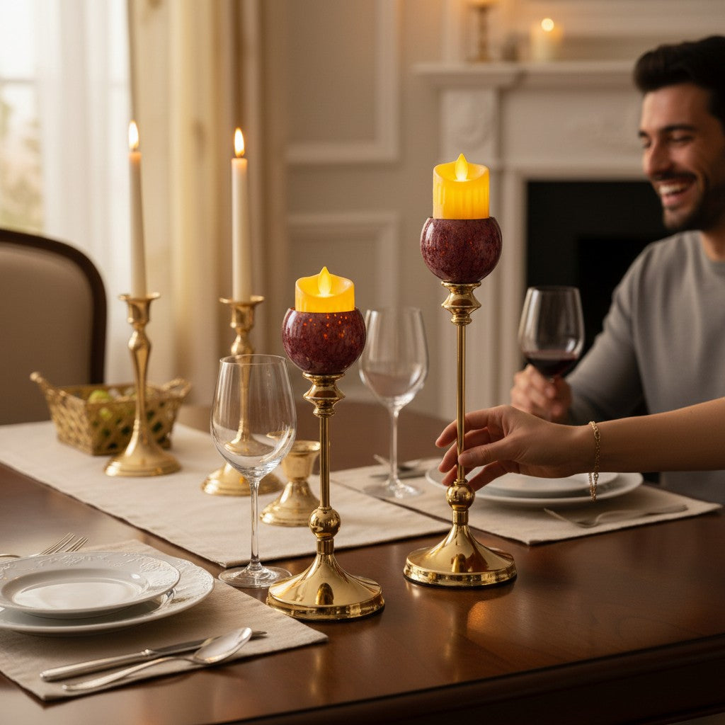 Heirloom Marble & Brass Candle Stand