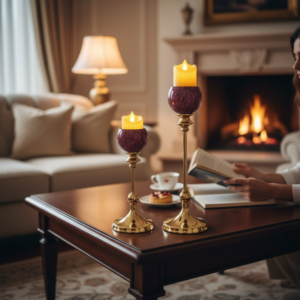Heirloom Marble & Brass Candle Stand