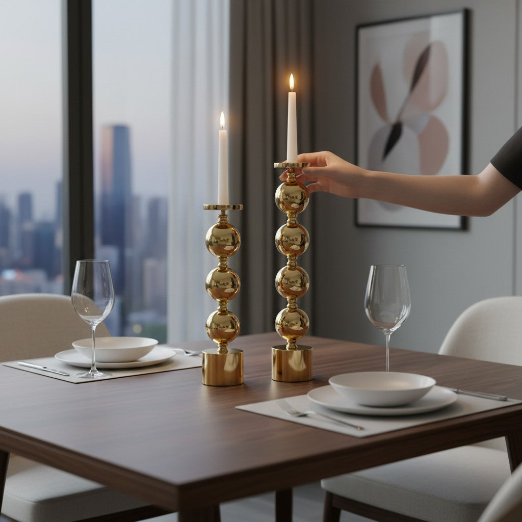 Modern Luxe  Metal Candle Stand