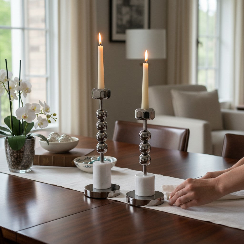 Charcoal Marble Dining Stands
