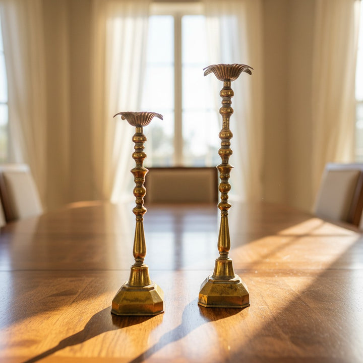 Antique Bronzed Candle Stands