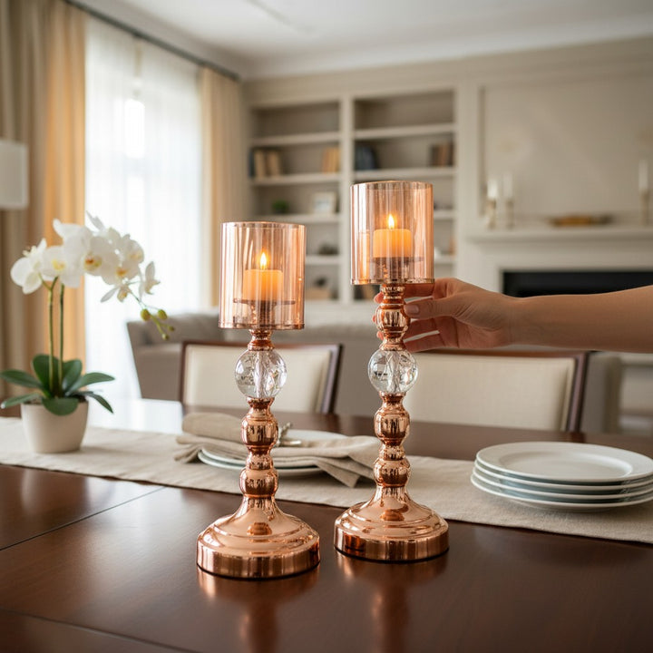 Metallic Crystal Candle Stand