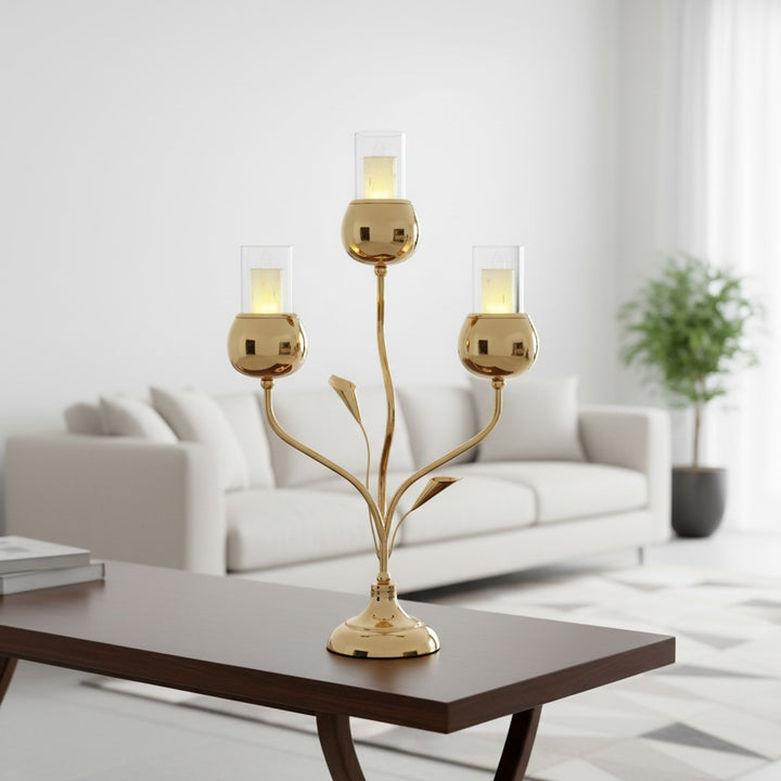 Metallic Golden Candle Holders