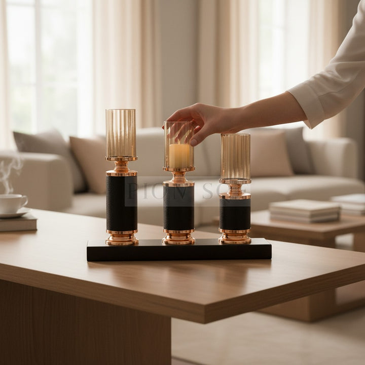 Black Metallic Candle Holder