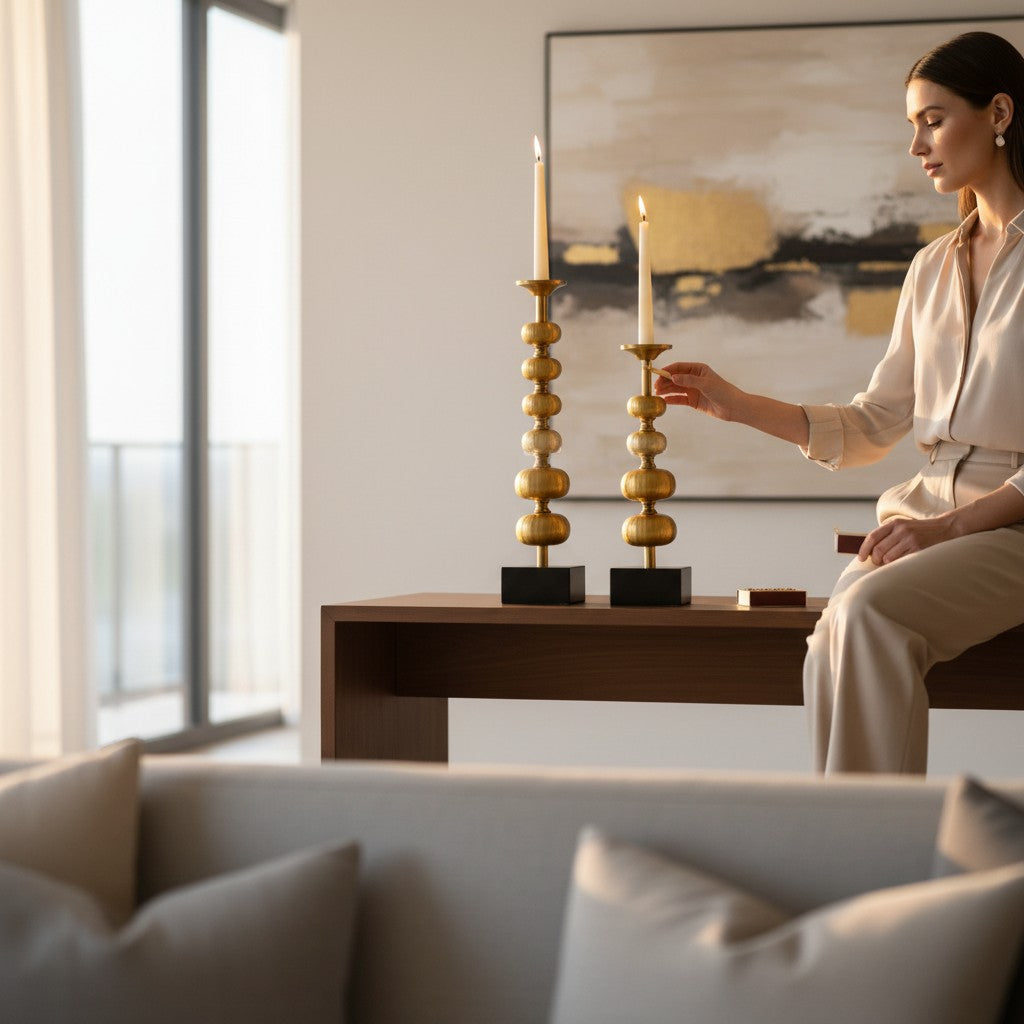Golden Sphere Elegance Candleholder Set