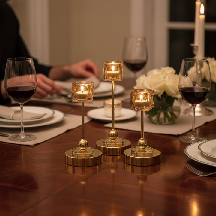 Crystal Flame Candle Holder Set