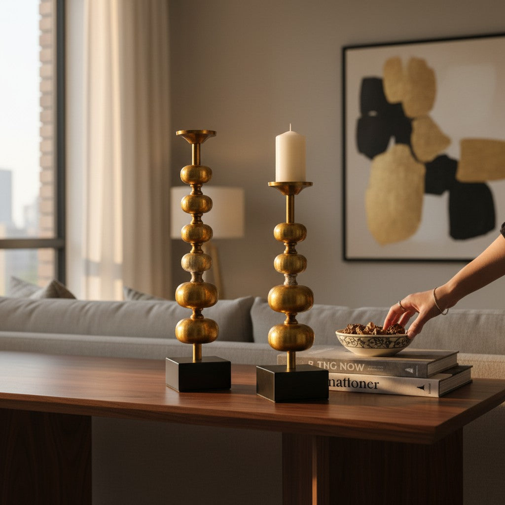 Golden Sphere Elegance Candleholder Set