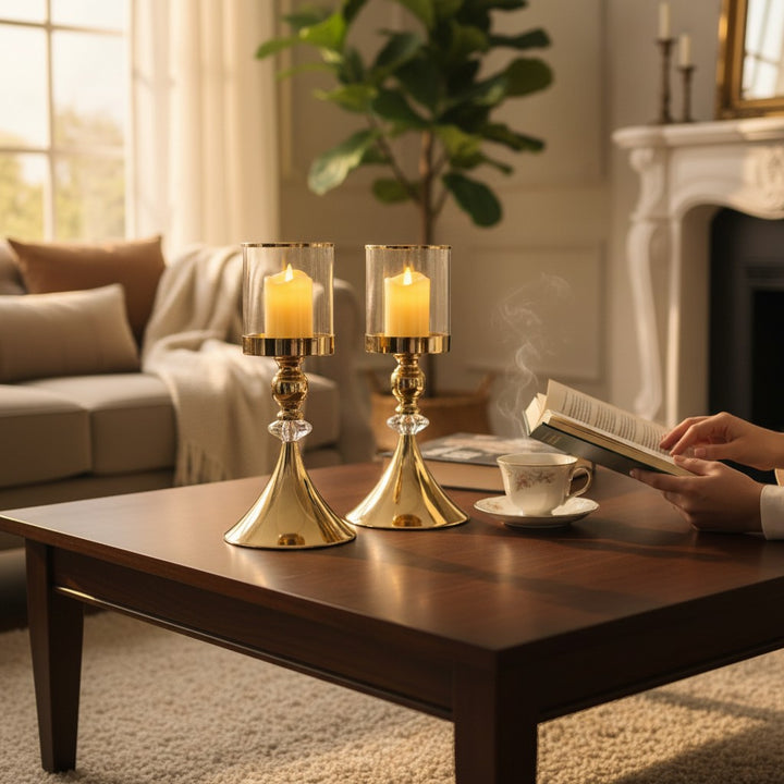 Crystal Vine Brass Candle Stand