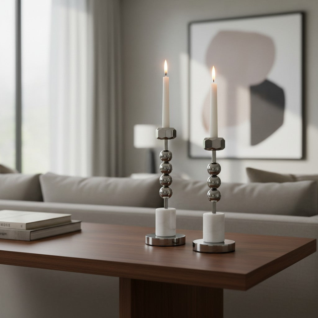 Charcoal Marble Dining Stands