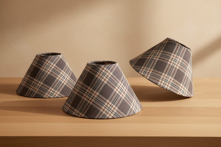 Plaid Fabric Umbrella Lampshade pair