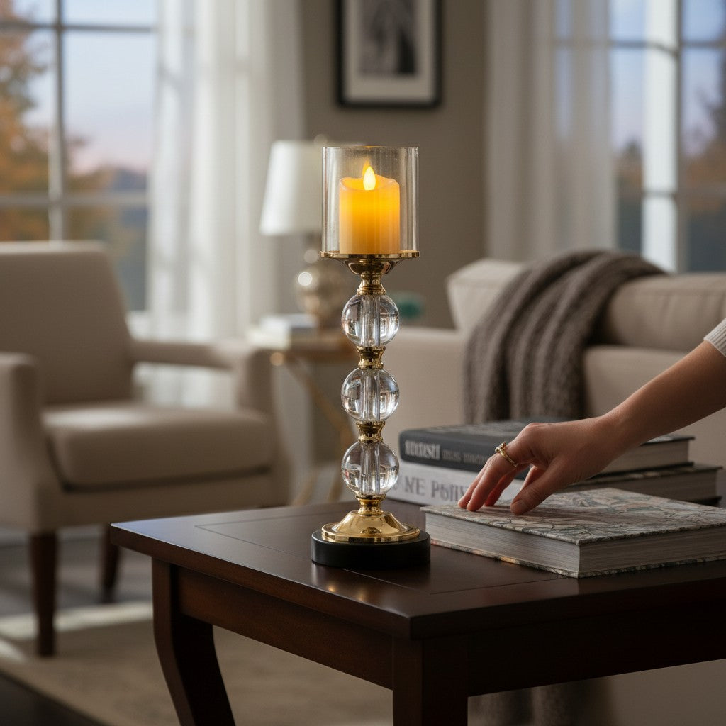 Harmonia Crystal & Metal Sacred Flame Stand