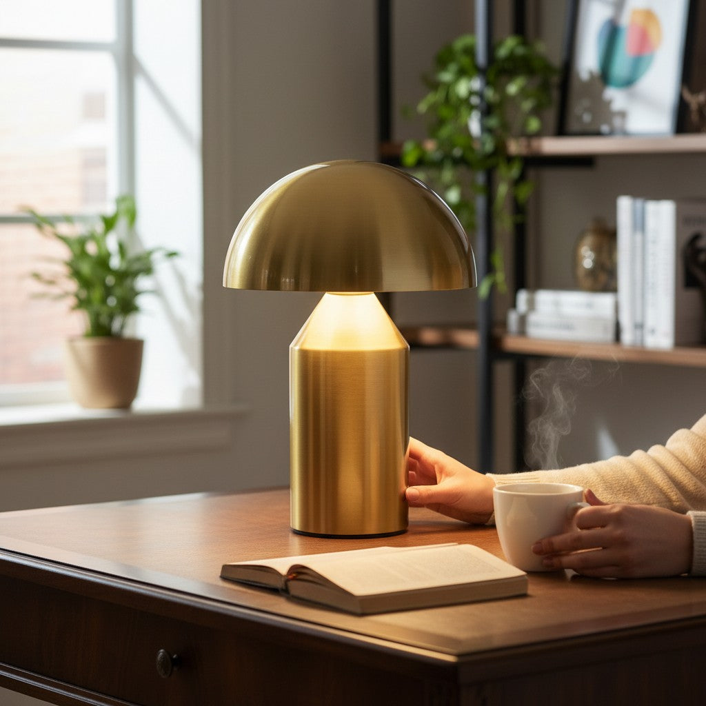 Orbis Brushed Gold Metallic Dome Lamp