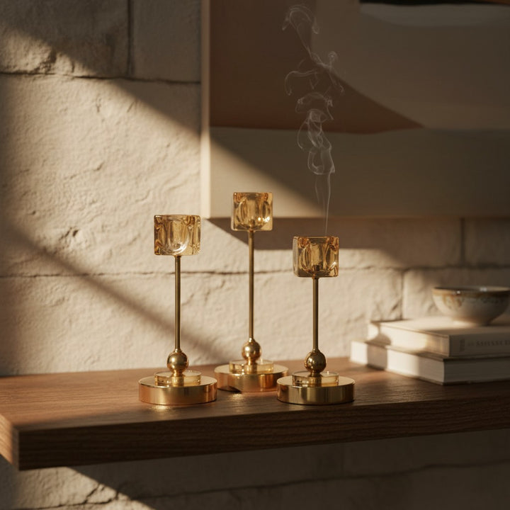 Crystal Flame Candle Holder Set