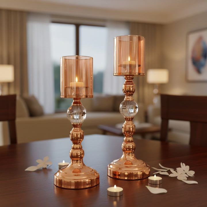 Metallic Crystal Candle Stand
