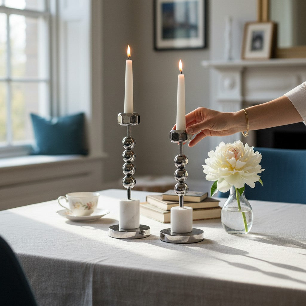 Charcoal Marble Dining Stands