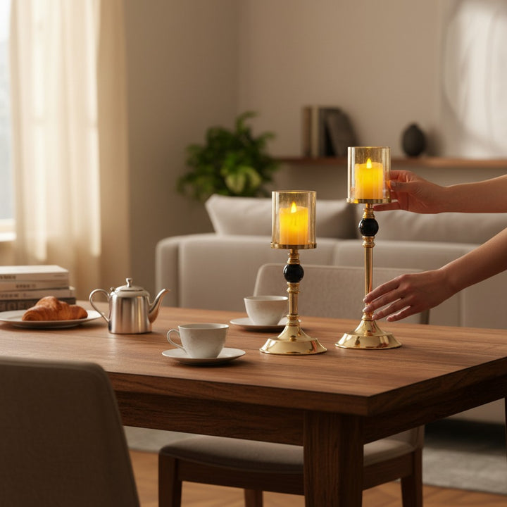 Elysian Glow Crystal & Metallic  Candle Stand