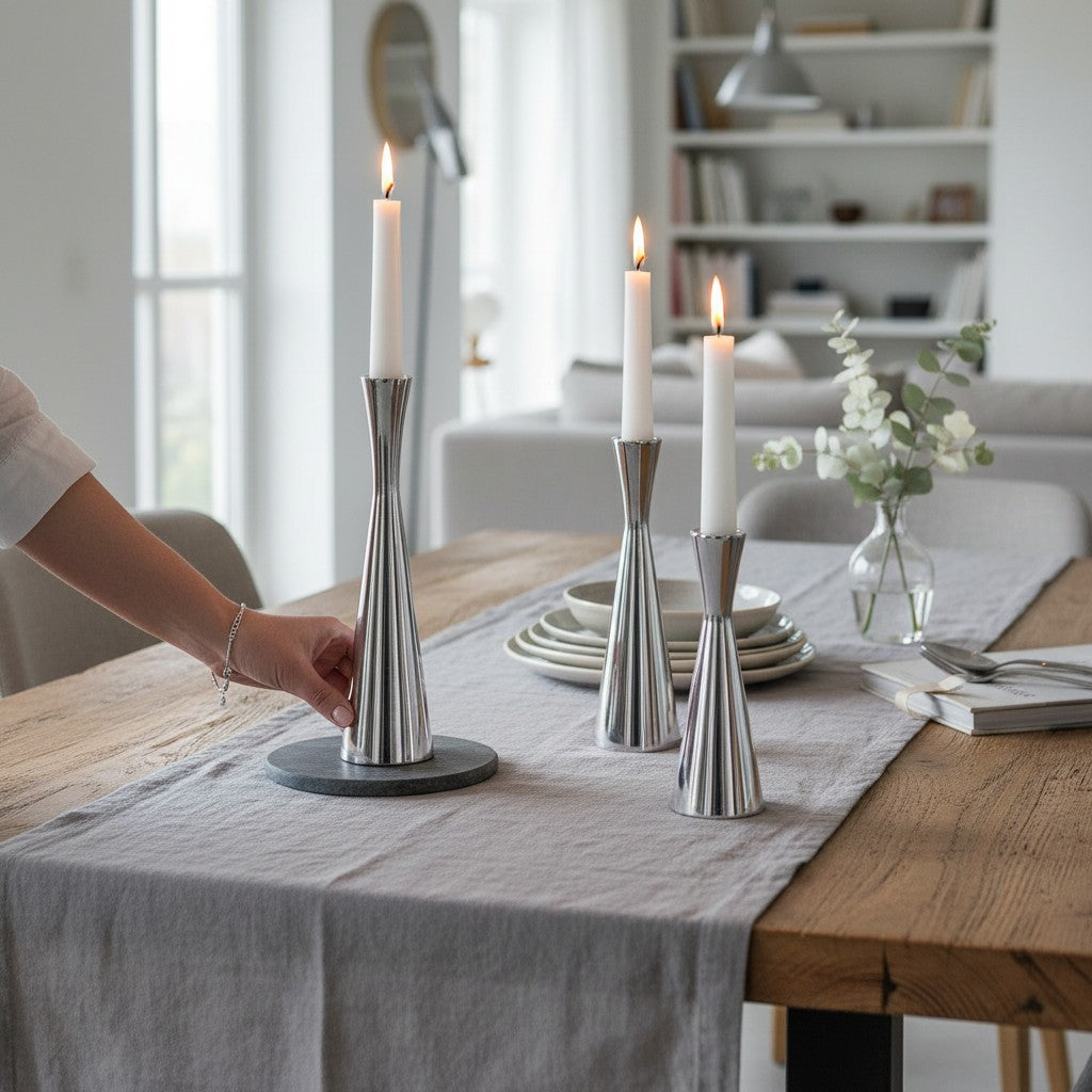 Aurum Luxe Modern Crystal & Metal Candle Stand