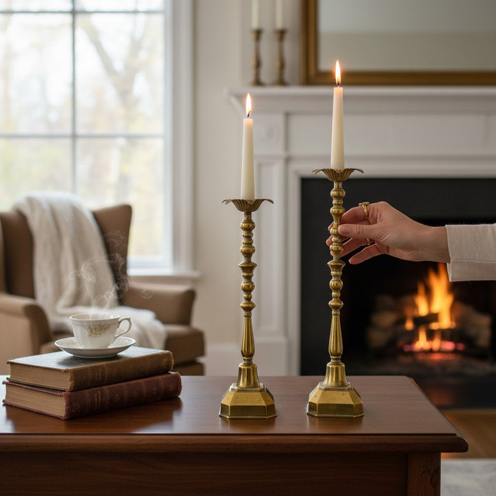 Antique Bronzed Candle Stands