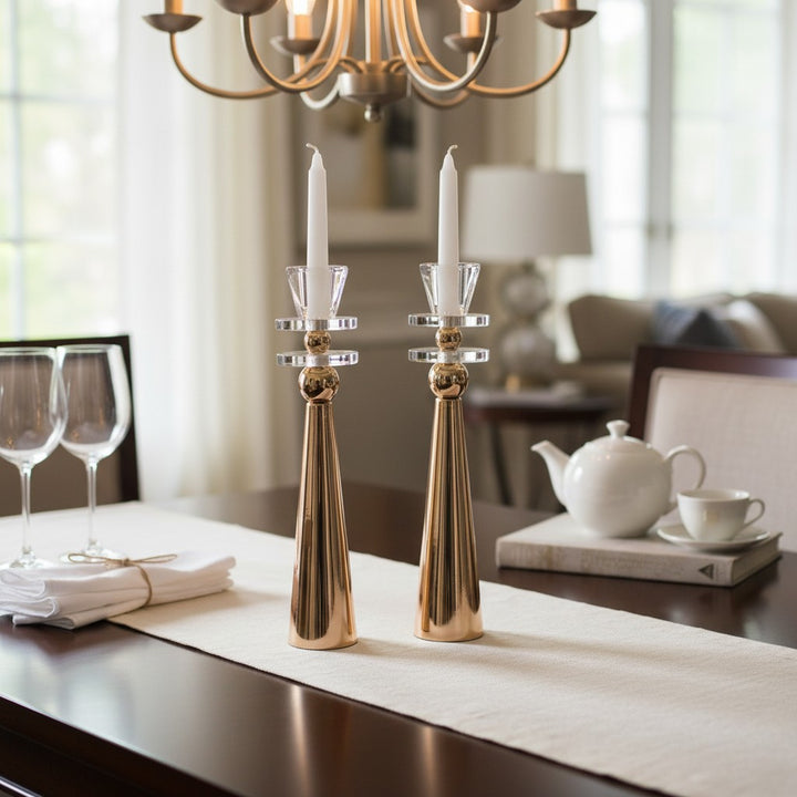 Elegant Metallic & Crystal Candle Stand