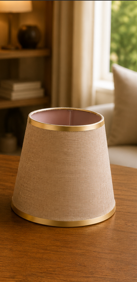 Beige Linen Fabric Lampshade Pair