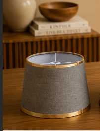 Minimalist Grey Fabric Lampshade Pair