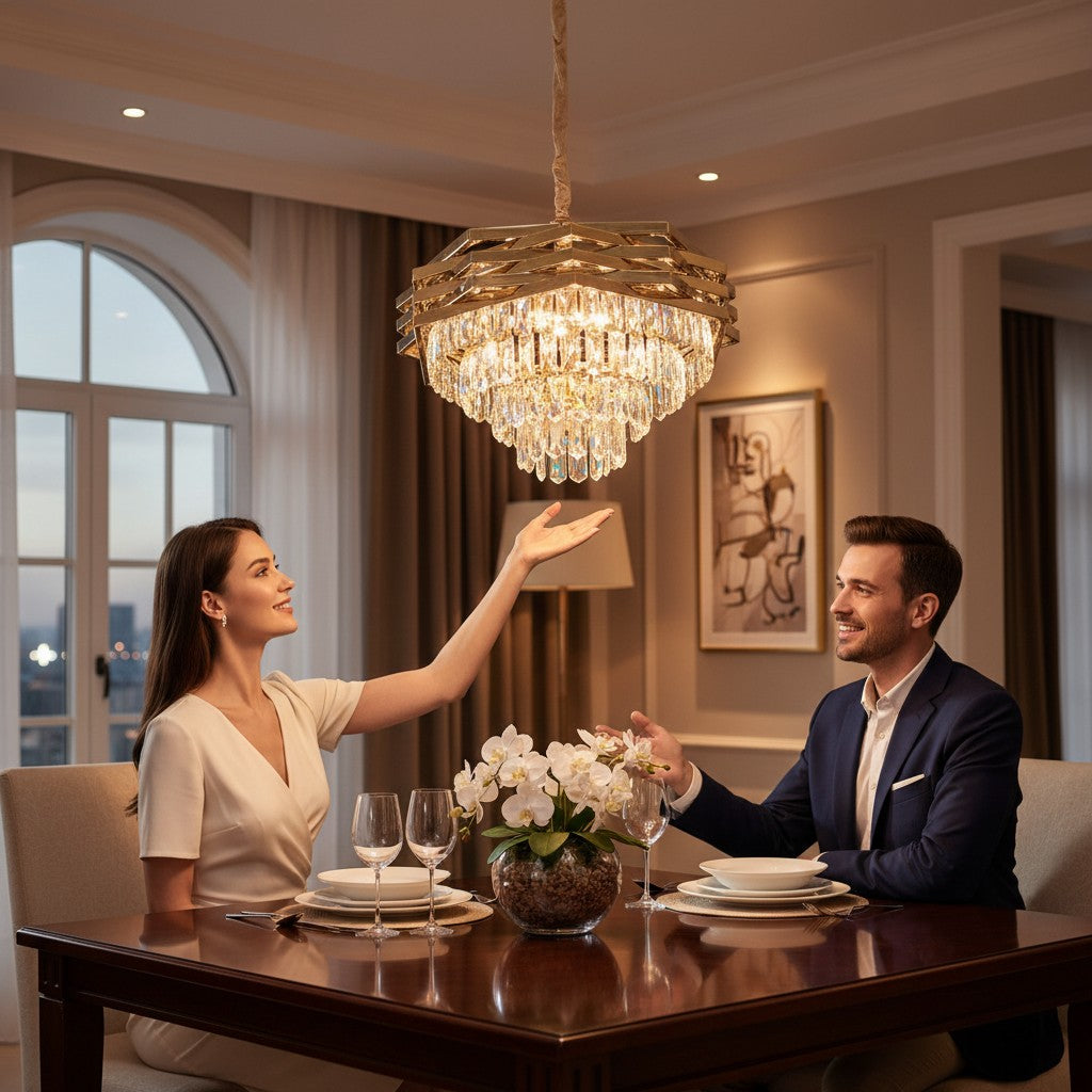 Imperial Stainless Steel Heavy Crystals Chandelier