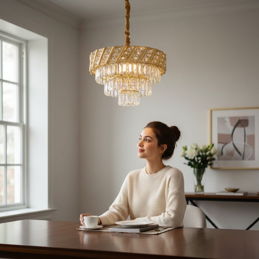 Royal Crown Gold Crystals Chandelier