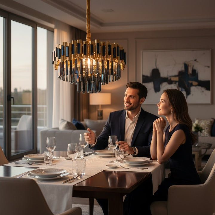 Luxury Metallic Black Crystal Chandelier