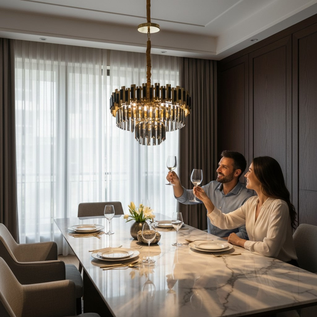 Luxury Metallic Black Crystal Chandelier