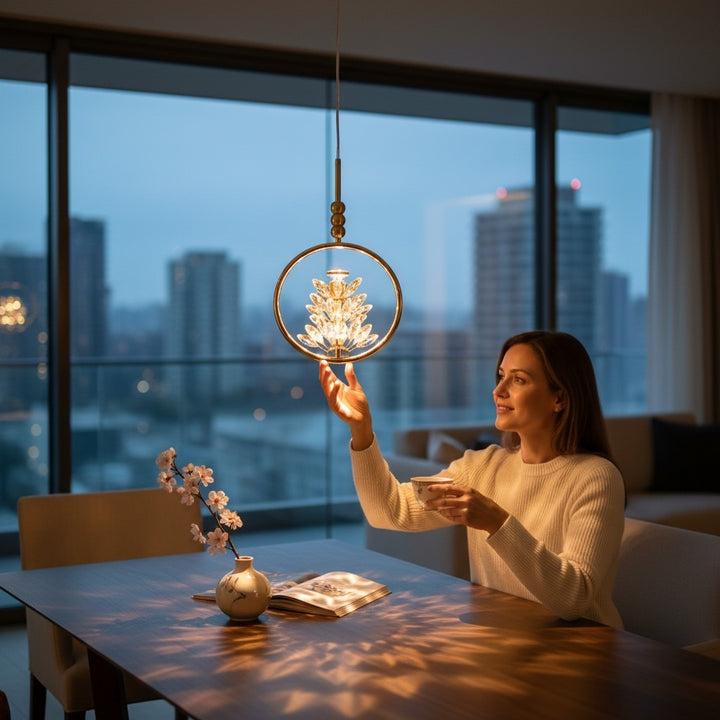 Modern Lotus Ring Pendant Light