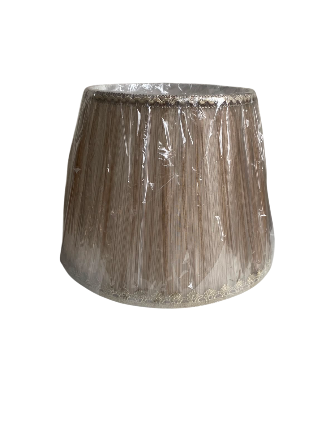 Pleated Taupe Fabric Lampshade Pair