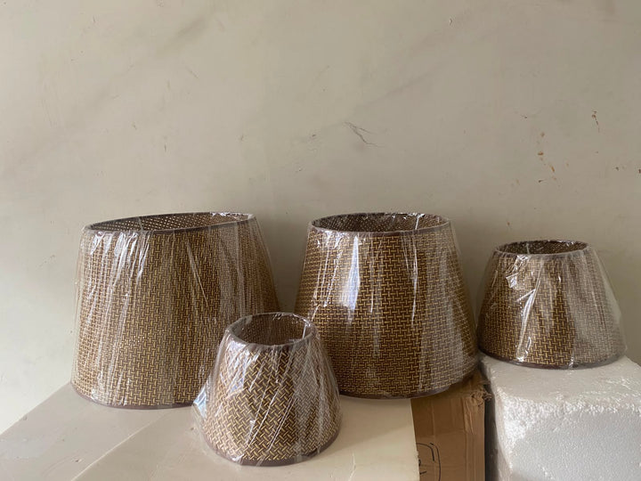 Brown Woven Fabric Lampshade pair