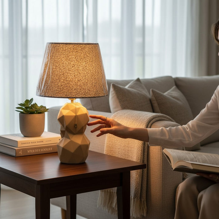 Modern Faceted Ceramic Table Lamp - Room Decor