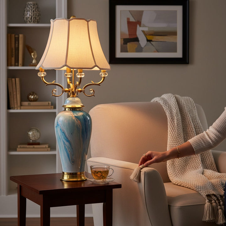 Royal Blue Chinese Porcelain Luxury Table Lamp
