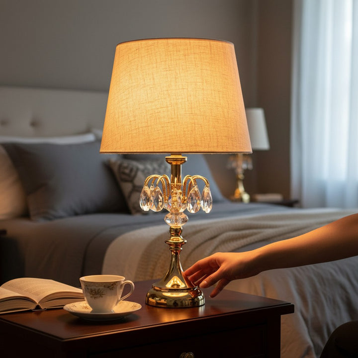 Sophisticated Gold Crystal Accent Table Lamp