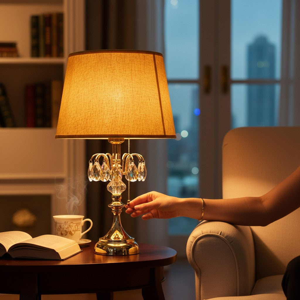 Sophisticated Gold Crystal Accent Table Lamp