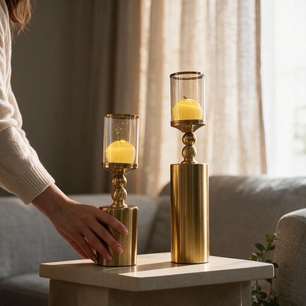 Luxury Gold Glass Candle Holder Set