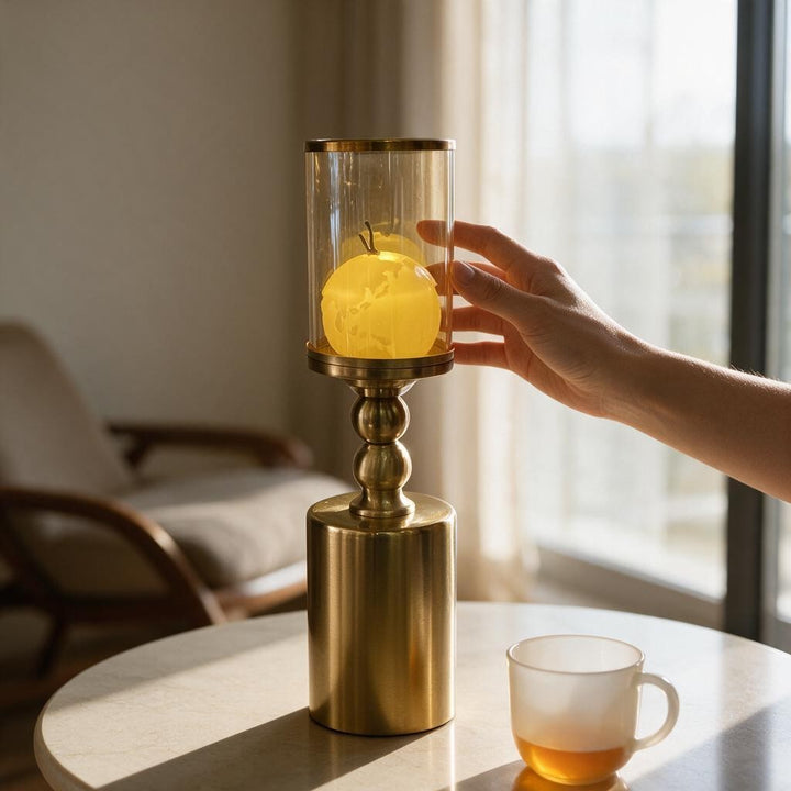 Luxury Gold Glass Candle Holder Set