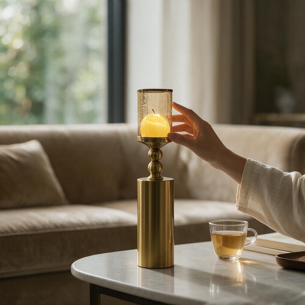 Luxury Gold Glass Candle Holder Set
