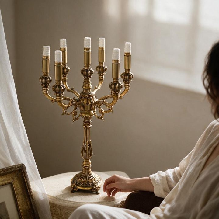 Luxury Antique Gold 7-Light Candelabra