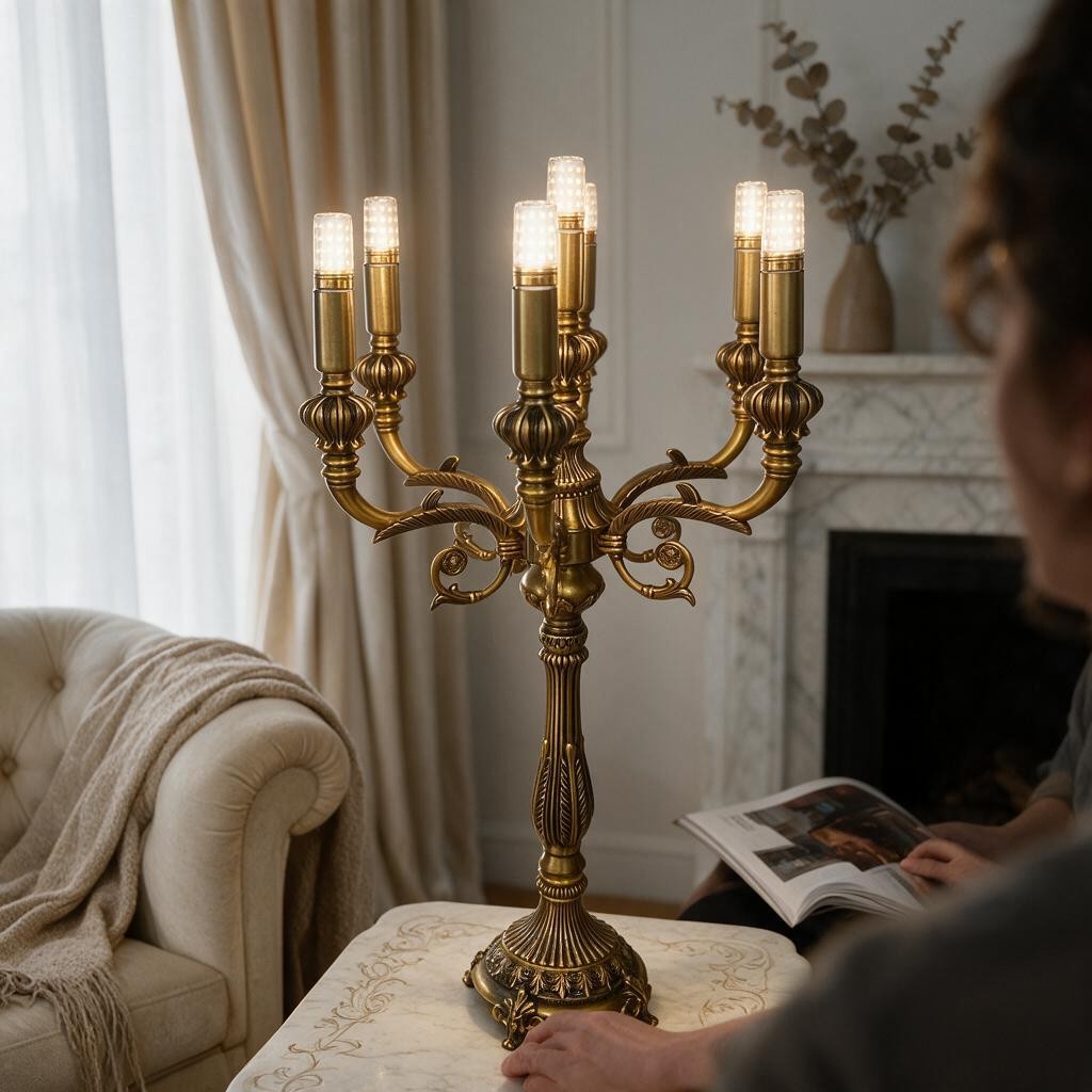 Luxury Antique Gold 7-Light Candelabra