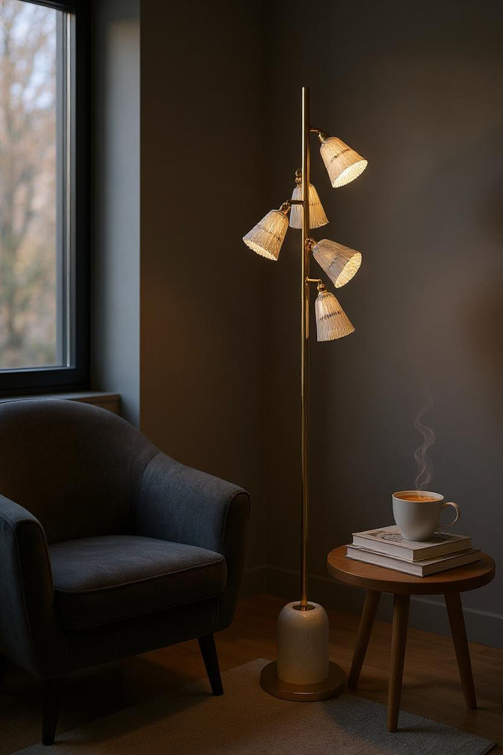 Luminous Frost – White Crystal 5-LED Floor Lamp
