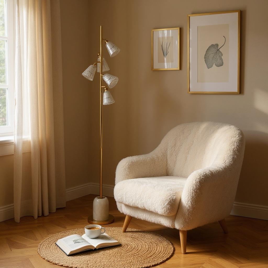 Luminous Frost – White Crystal 5-LED Floor Lamp