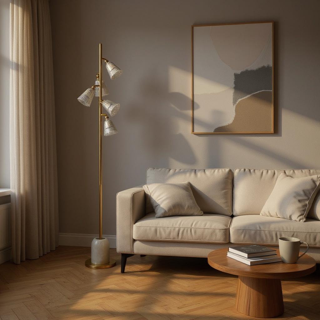 Luminous Frost – White Crystal 5-LED Floor Lamp