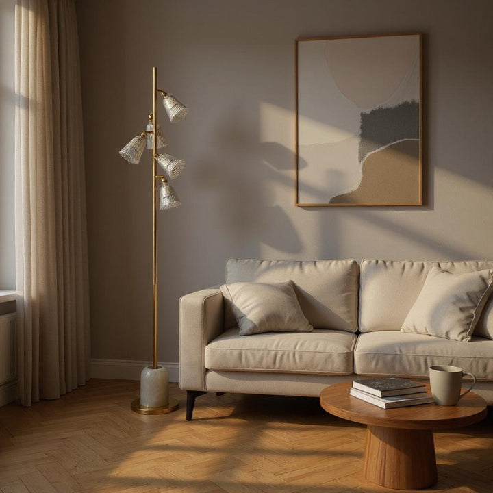 Luminous Frost – White Crystal 5-LED Floor Lamp