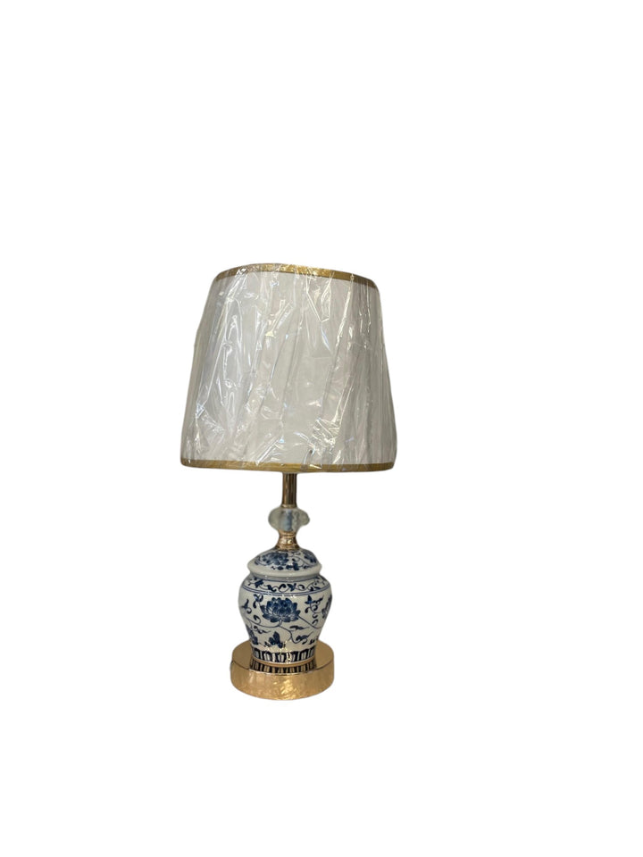 Blue Pottery Brass Glow Side Lamp