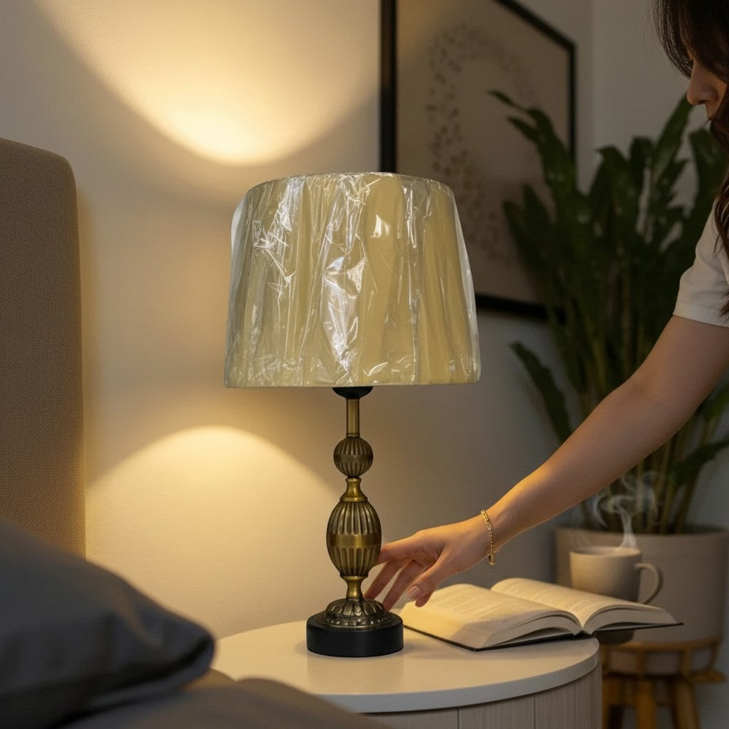 Devon Contemporary Brass Disc Table Lamp