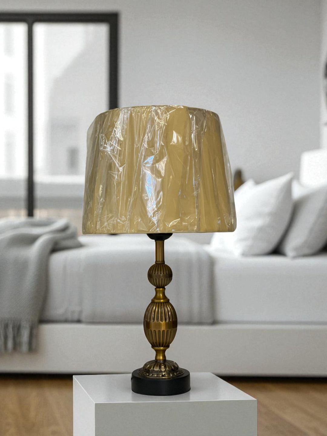 The Adara Lattice Brass Table Lamp