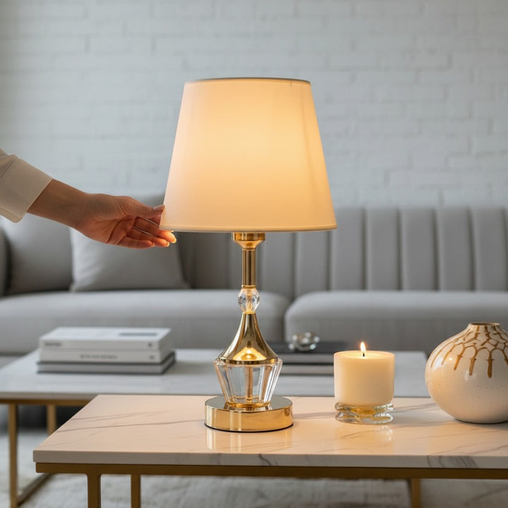 The Delphine Brass Crystal Lamp
