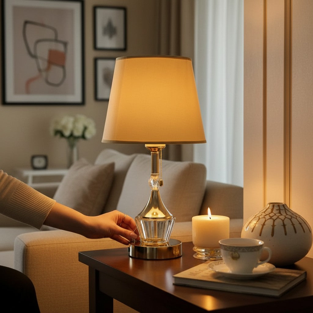 The Delphine Brass Crystal Lamp